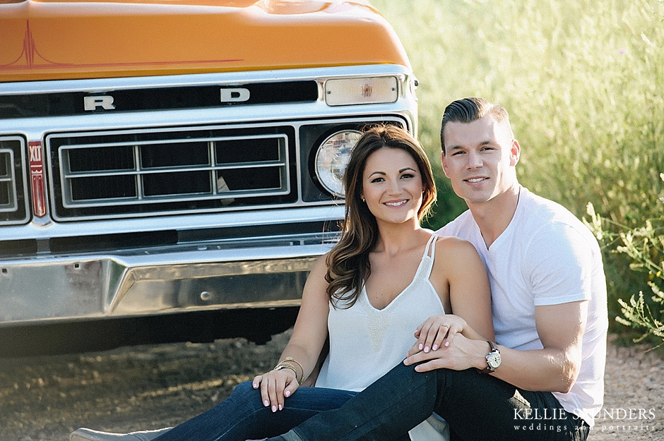classic truck engagement pictures